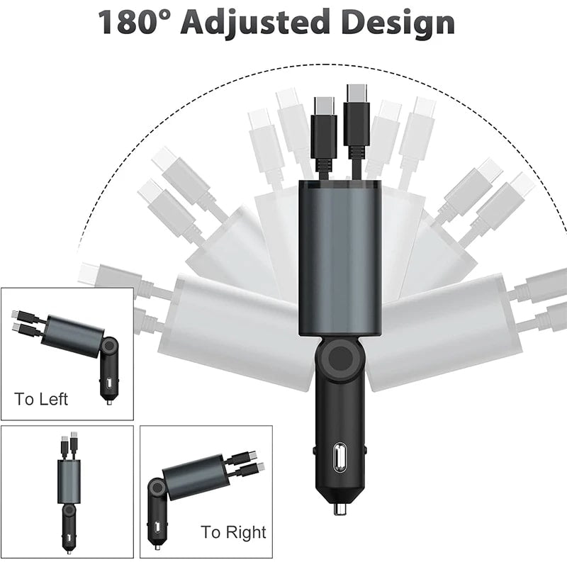 Φορτιστής Αυτοκινήτου με Ανασυρόμενα Καλώδια και Γρήγορη Φόρτιση