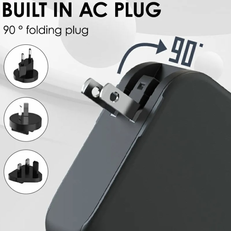 Power Bank 10000mAh -Φορητός Πολυφορτιστής Ταξιδίου 6 σε 1 – Ασύρματη Μαγνητική Φόρτιση, Ενσωματωμένα Καλώδια & Πρίζα Τοίχου AC