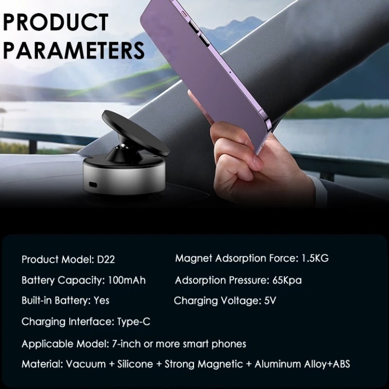 Vacuum Magnetic Phone Holder με Δυνατή Απορρόφηση & Βάση Κενού Αέρα