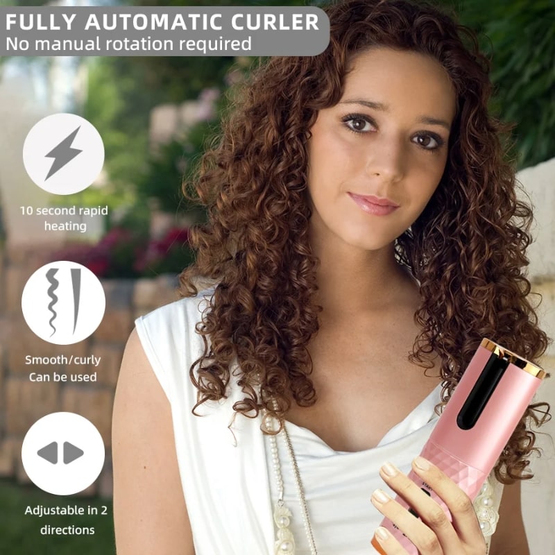 Ασύρματη Αυτόματη Συσκευή για Μπούκλες με Κεραμική Επίστρωση – Επαναφορτιζόμενη & Φορητή