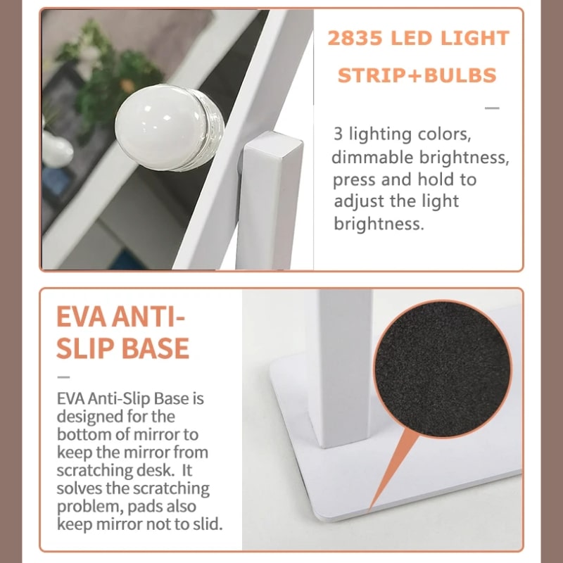 Hollywood LED Καθρέφτης Μακιγιάζ με Ρυθμιζόμενο Φως