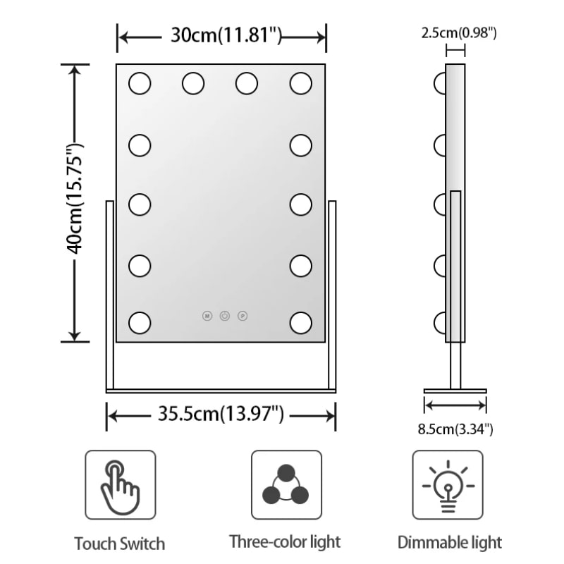 Hollywood LED Καθρέφτης Μακιγιάζ με Ρυθμιζόμενο Φως