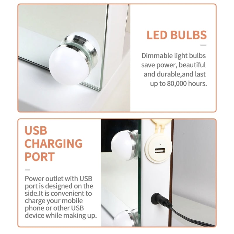 Hollywood LED Καθρέφτης Μακιγιάζ με Ρυθμιζόμενο Φως