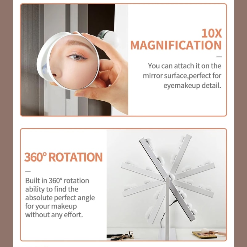 Hollywood LED Καθρέφτης Μακιγιάζ με Ρυθμιζόμενο Φως